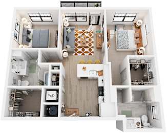 2 Bed 2 Bath Floor Plan | 950 Sq. Ft. at Tapestry West, Richmond, Virginia
