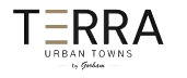A logo with the word "TERRA" in large letters and "URBAN TOWNS" in smaller letters below it, with a signature that reads "by Sara" at the bottom.