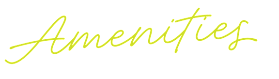 The word "Amenities" is written in a cursive font.
