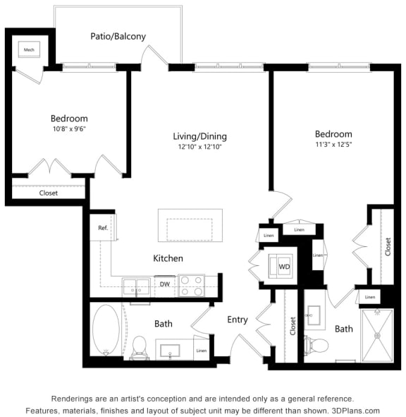 Brighton Oaks_2 Bedroom Floor Plan_2A