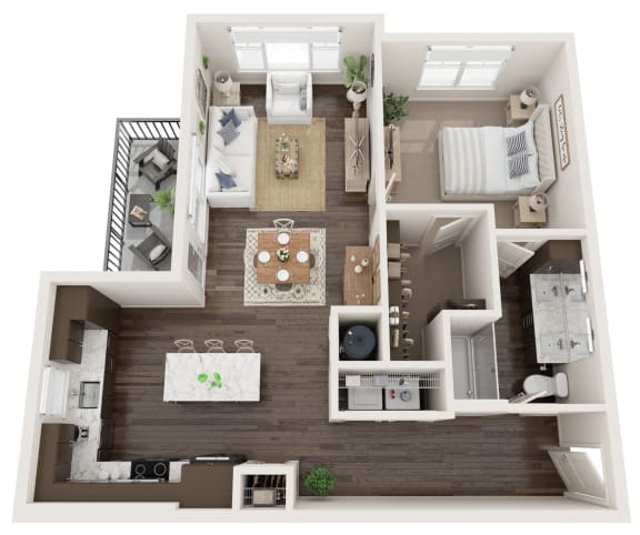 1 bed 1 bath floor plan A at The Clearing at ONE28, Olathe, Kansas