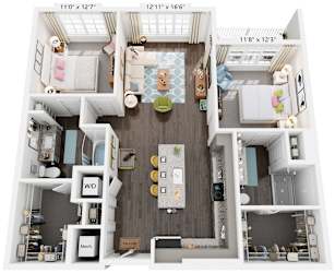 Clark Creek Floor Plan 2 Bed, 2 Bath 1,157 Sq. Ft. at The Quincy Apartments, 30102