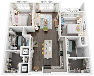 Clark Creek Floor Plan 2 Bed, 2 Bath 1,157 Sq. Ft. at The Quincy Apartments, 30102