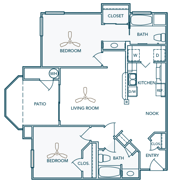 Barton Vineyard - B2 (Chablis with larger closet) - 2 bedrooms and 2 bath - 2D