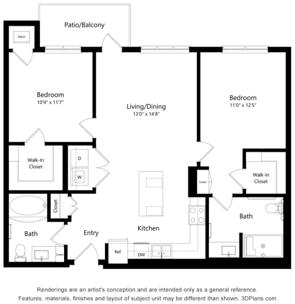Brighton Oaks_2 Bedroom Floor Plan_2C-ADA