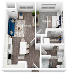 a 1 bedroom unit a floor plan  unit a