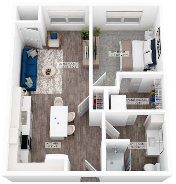 a 1 bedroom unit a floor plan  unit a