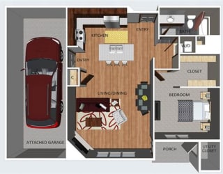 Mayfair one bedroom one bathroom floor plan at The Flats at 84