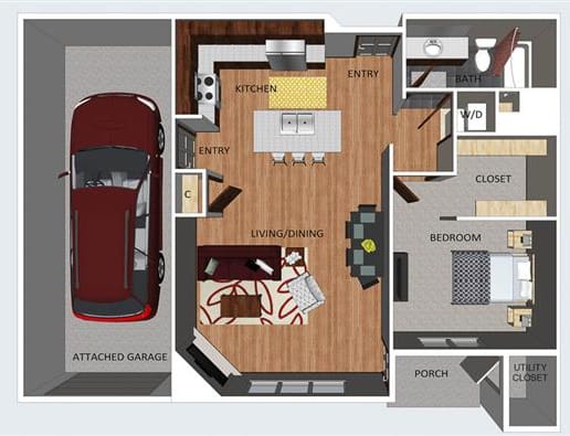 Mayfair one bedroom one bathroom floor plan at The Flats at 84