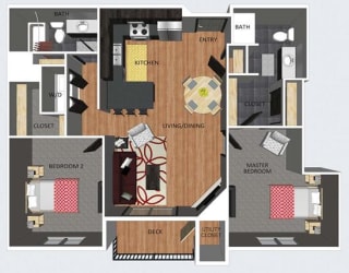 Rothwell two bedroom two bathroom floor plan at The Flats at 84