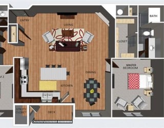 Bloomsbury two bedroom two bathroom floor plan at The Flats at 84
