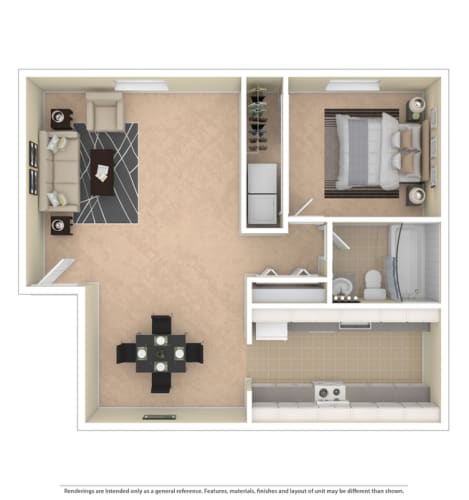 Floor Plan  Timberwood 1 Bed 1 Bath 950 SF