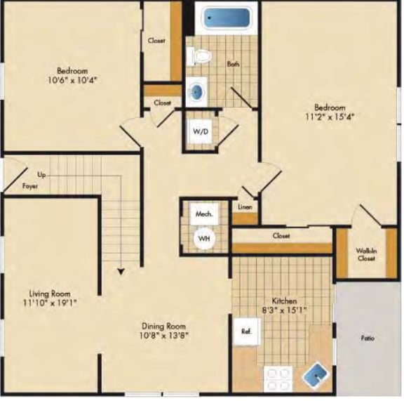Floor Plan  2 bedroom luxury apartments in NJ