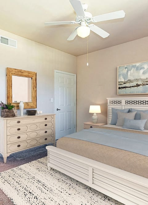 Virtually Staged Apartment Home Bedroom at The Cesera 55+ Apartments, Texas
