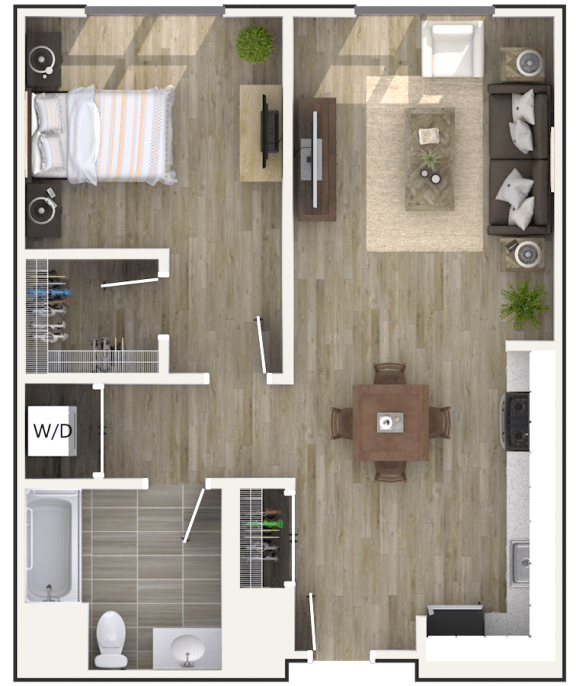 Floor Plan  One Bedroom Floor Plan at North Square Apartments at The Mill District, Massachusetts, 01002
