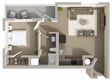 A6 Floor Plan at Harbor Side at Conwood Flats Apartments in Uptown Memphis, TN