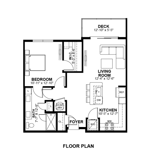 1 Bed 1 Bath Floor Plan | 762 Sq. Ft. 1 Bed 1 Bath Floor Plan | 762 Sq. Ft. at The Prescott Luxury Apartments in Austin, TX