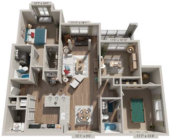 3 Bed 2 Bath Floor Plan | 1,517 Sq. Ft. at Lullwater at Big Ridge, Hixson, TN
