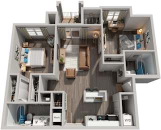2 Bed 2 Bath Floor Plan | 960 Sq. Ft. at Trails at Short Pump Apartments in Richmond, 23233