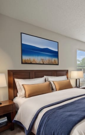 a bedroom with a bed and a dresser and a window