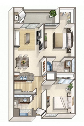 C Floor Plan at NMS Villas, Los Angeles, 90049