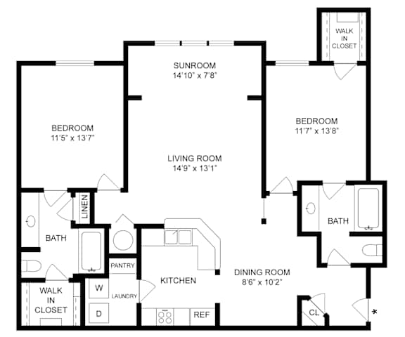 Floor Plan  The-Commons-Sunroom Floorplan at The Fenwick Apartment Homes, Texas