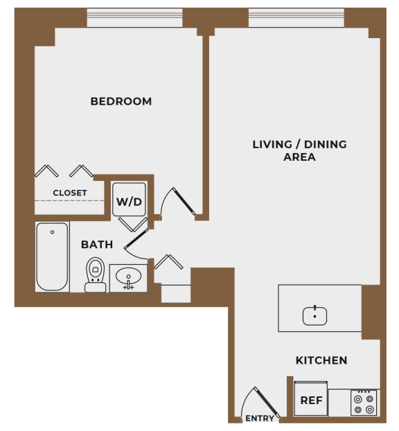 A4 - 1Bed 1 Bath - The Broderick - 2D