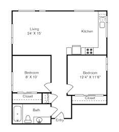 St Luke's Apartments in Seattle, Washington Two Bedroom Floor Plan