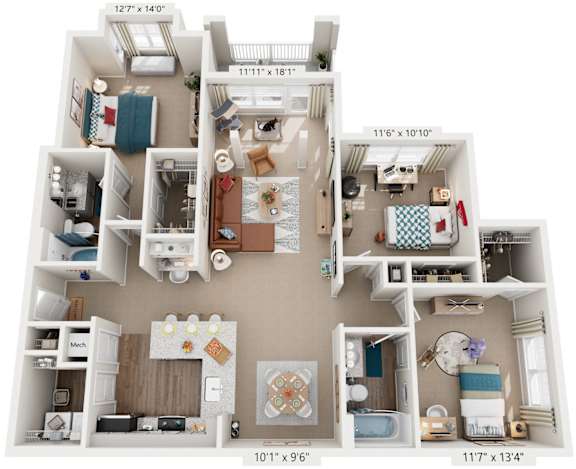 3 Bed 2 Bath Floor Plan | 1,525 Sq. Ft. at Lullwater at Big Ridge, TN, 37343