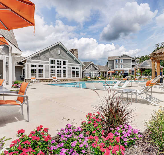  A pool area with a gazebo and patio furniture at The Retreat Apartments, Roanoke, Virginia, 24019