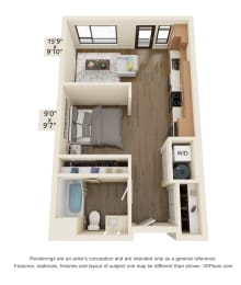 Meritage West Apartment Homes in Boise, Idaho Studio Floor Plan