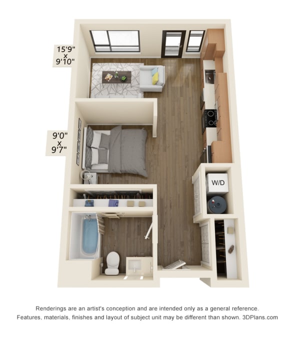 Meritage West Apartment Homes in Boise, Idaho Studio Floor Plan