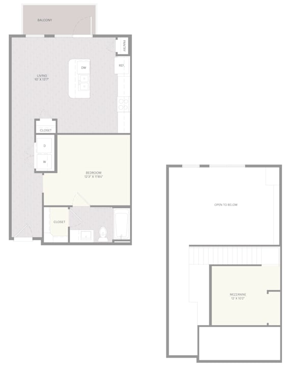 A floor plan of a house with a balcony, two bedrooms, and a bathroom.
