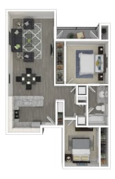 2 Bedroom, 1 Bathroom Floor Plan B at Silverstone Apartments, Davis, CA
