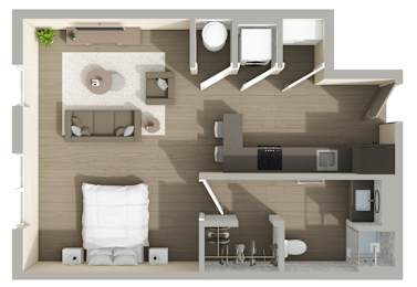 S2 Floor Plan at Harbor Side at Conwood Flats Apartments, Memphis, TN