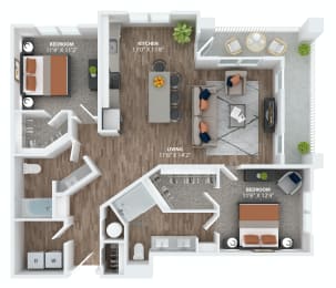 Two bedroom floorplan at The Overlook in Winter Garden, FL