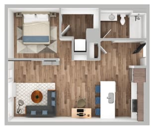 The Gabe Apartments in Portland, Oregon 1G Floor Plan