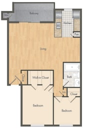 a floor plan of a home with a bedroom and a living room