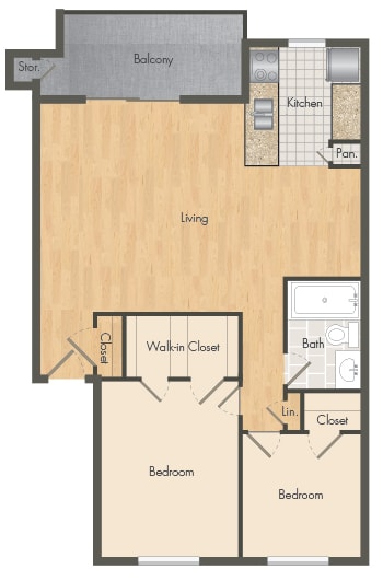 a floor plan of a home with a bedroom and a living room