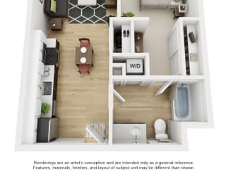 LL Hawkins 1 Bed 1 Bath A Floor Plan