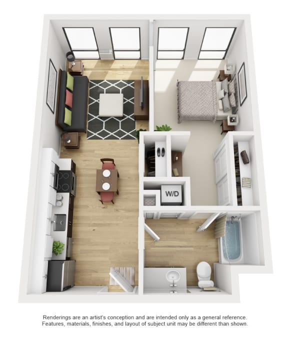 LL Hawkins 1 Bed 1 Bath A Floor Plan