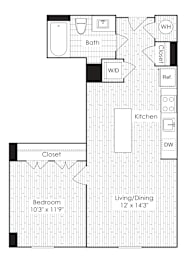 A2 floor plan at Dock 79, Washington, 20003
