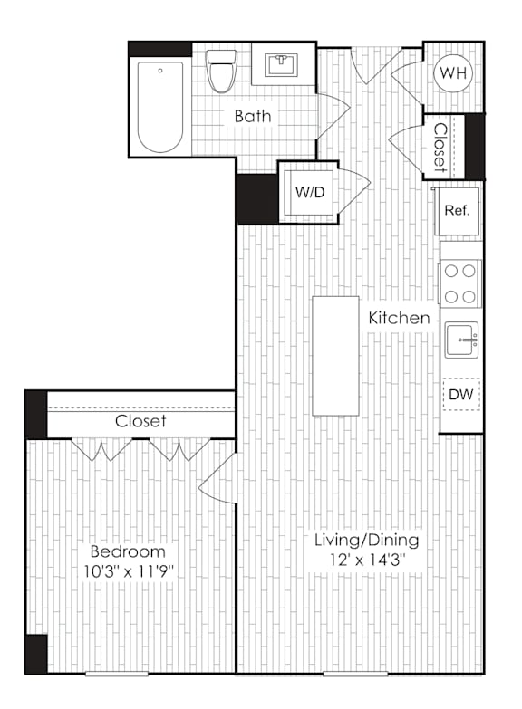 A2 floor plan at Dock 79, Washington, 20003