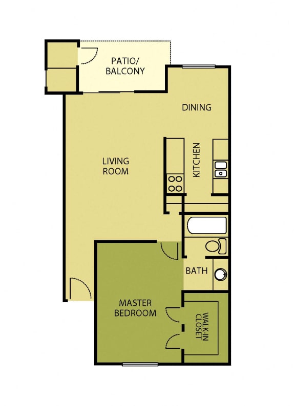1 Bedroom 1 Bathroom C Floor plan at Solaris, Austin, Texas