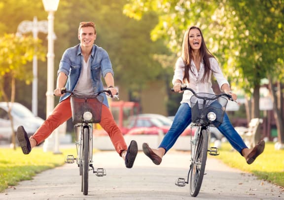 Couple on Bikes at The Montecito, Colorado Springs