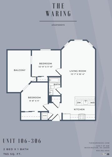 Floor Plan  Two-Bedroom-One-Bath-Floorplan-Available-For-Rent-The-Waring