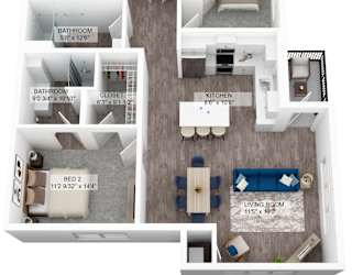 a floor plan of unit 2 of the unit 42 apartments