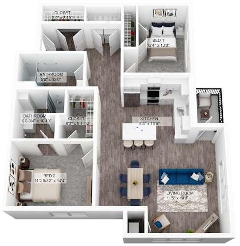 Floor Plan  a floor plan of unit 2 of the unit 42 apartments