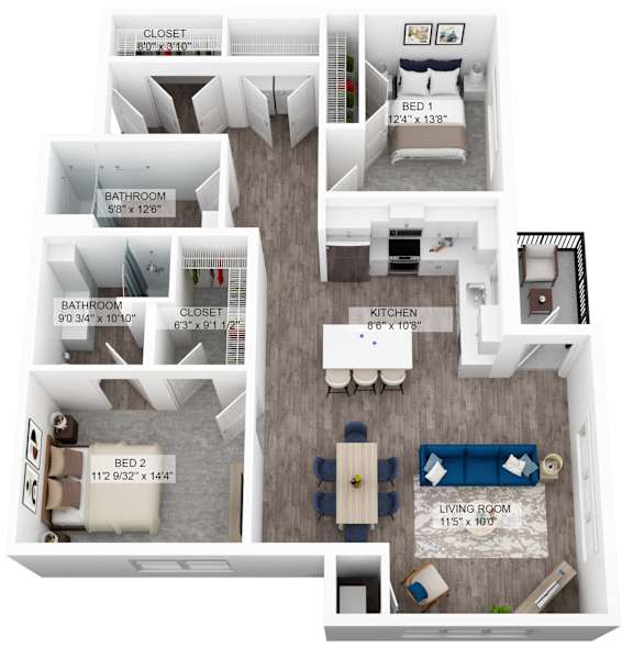 a floor plan of unit 2 of the unit 42 apartments