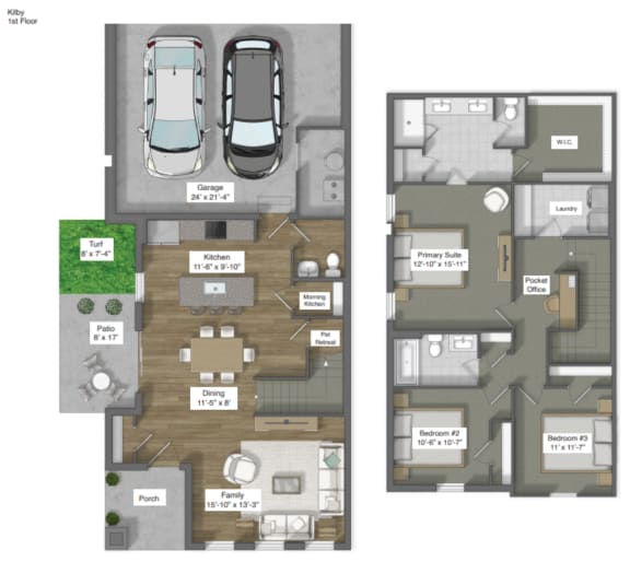 Spacious 3 bedroom 2 and a half bathroom home for rent with hardwood-style flooring and stainless steel appliances and large two car garage in willow Park Texas